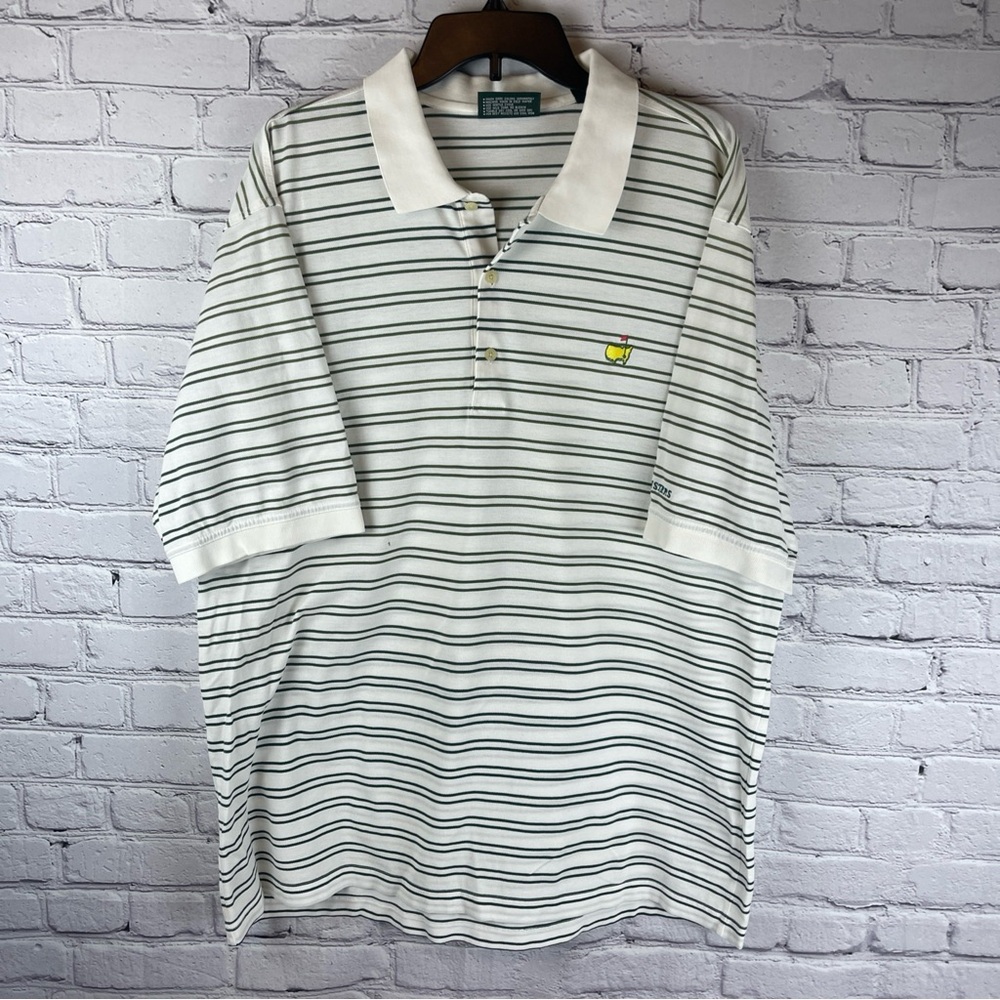 Vintage‎ Masters Collection Shirt Golf Polo Men’s XL Green Striped Mercerized